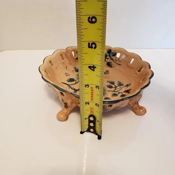 Vintage Katherine's Collection Handpainted Footed Blue Floral Candy Dish. - Picture 6 of 6